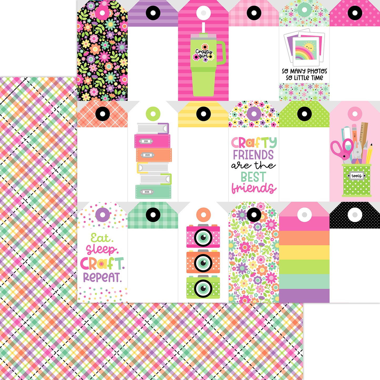 Perfectly Plaid Double Sided Paper 12x12 Color Me Crafty Doodlebug Design