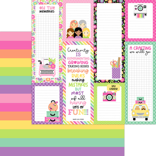 Crafty Colors - 12 x 12 Double Sided Paper - Doodlebug Design - Color Me Crafty Collection