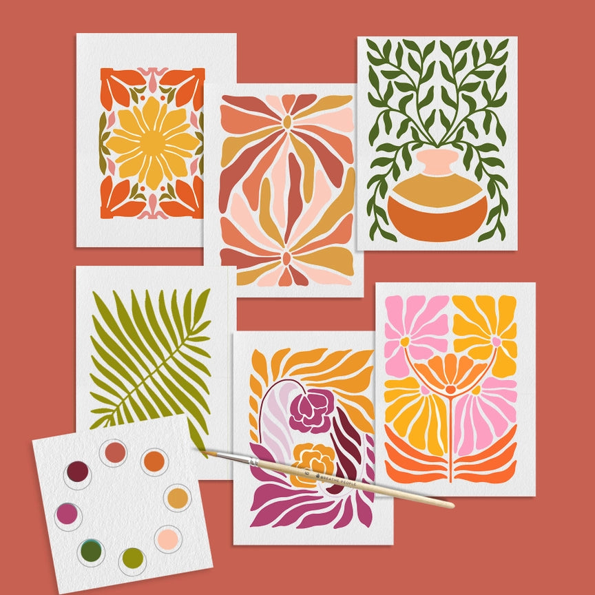 All in One Watercolor Prints/ Postcards : Abstract Flowers

