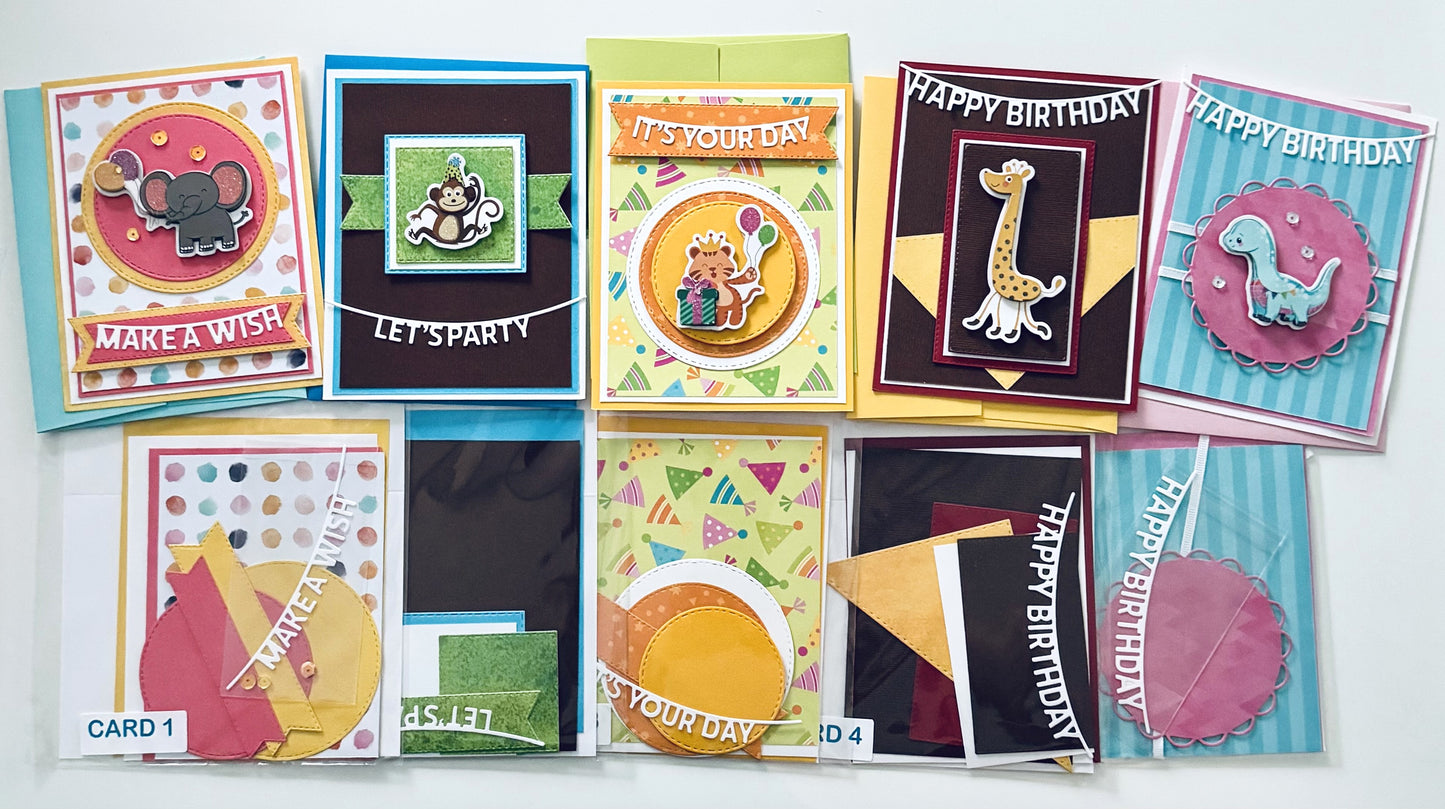 Animal Party Birthday Card Kit - Limited Edition Exclusive - Beginner Level