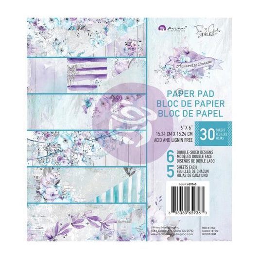 Aquarelle Dreams 6x6 Double Sided Cardmaking Paper Collection by Prima