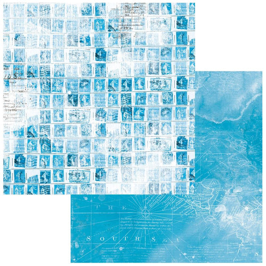Azure Seaside Vintage Artistry Sunburst -12x12 Cardstock Scrapbook Paper - 49 and Market