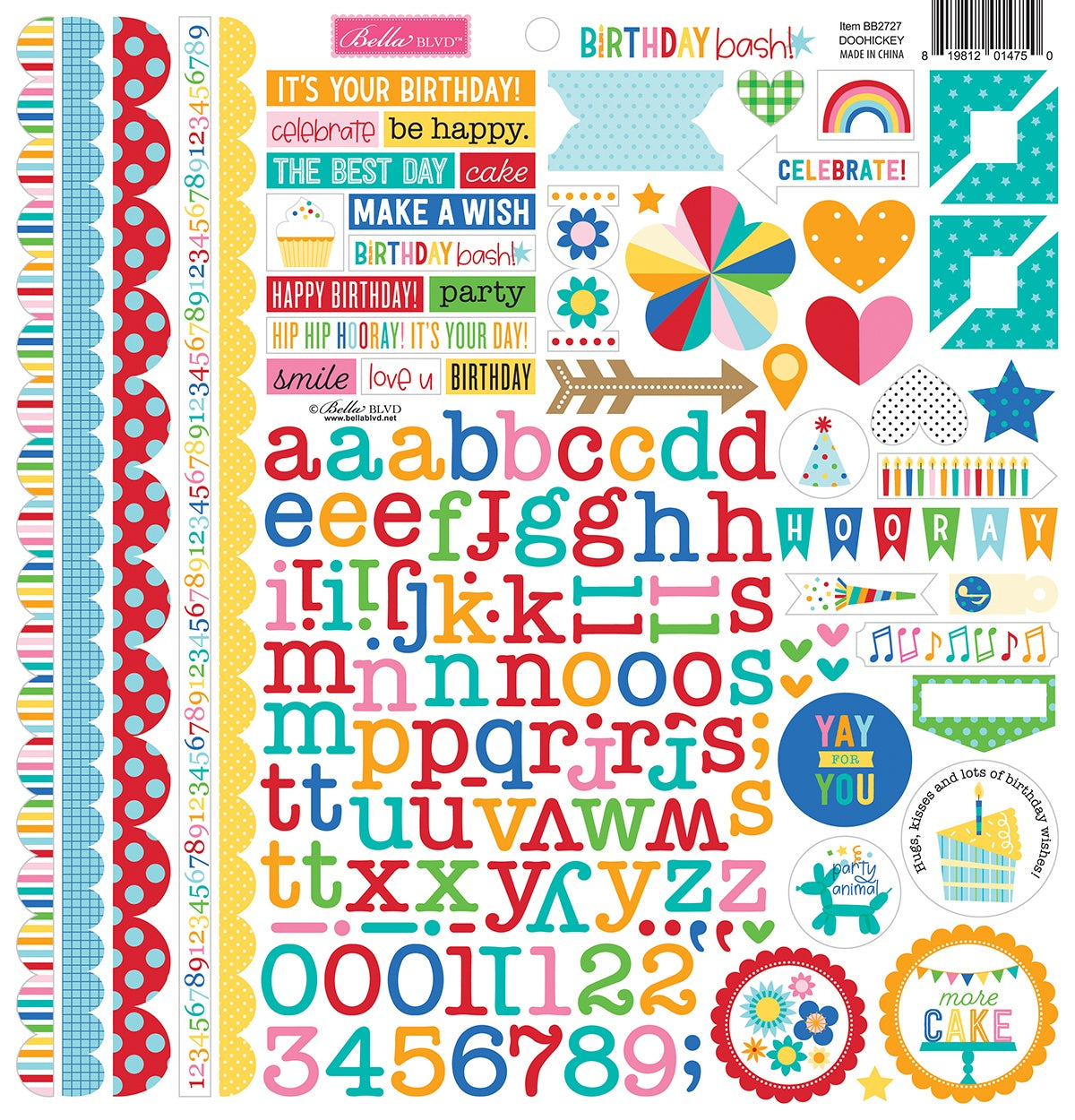 Birthday Bash Doohickey Cardstock Stickers 12x12 - Bella Blvd