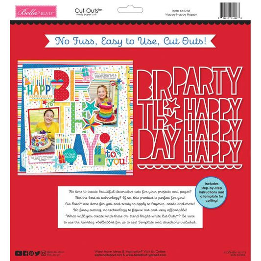 Birthday Bash Happy Happy Happy Cut Out - Bella Blvd