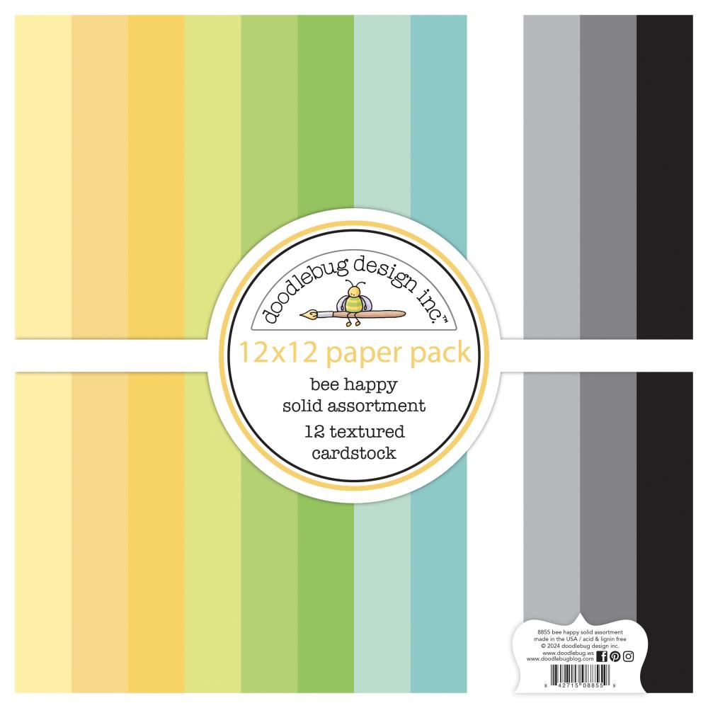 Bee Happy Doodlebug Textured Cardstock Pack