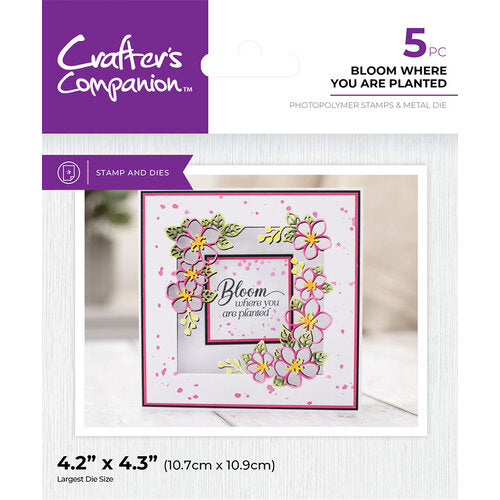 Crafters Companion Stamp and Die Set Bloom Where You are Planted