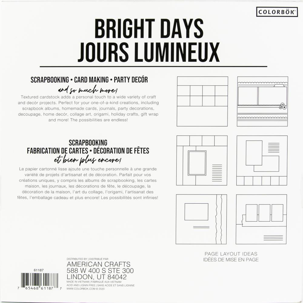 Bright Days Colorbok Textured Cardstock Pad 12x12 30 per package