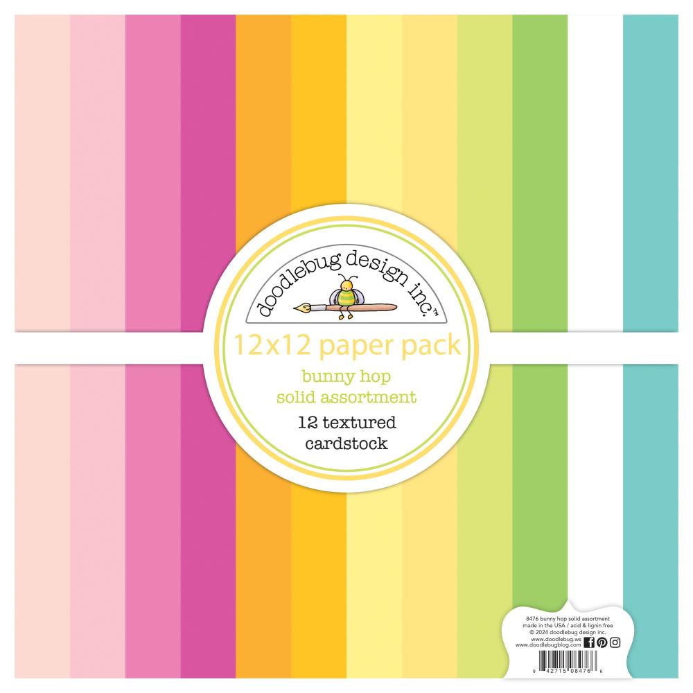 Doodlebug Design Bunny Hop Collection 12x12 Textured Cardstock Solid Assortment
