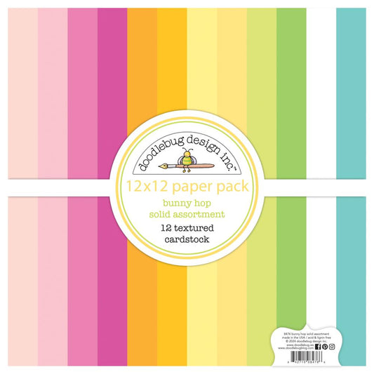 Doodlebug Design Bunny Hop Collection 12x12 Textured Cardstock Solid Assortment