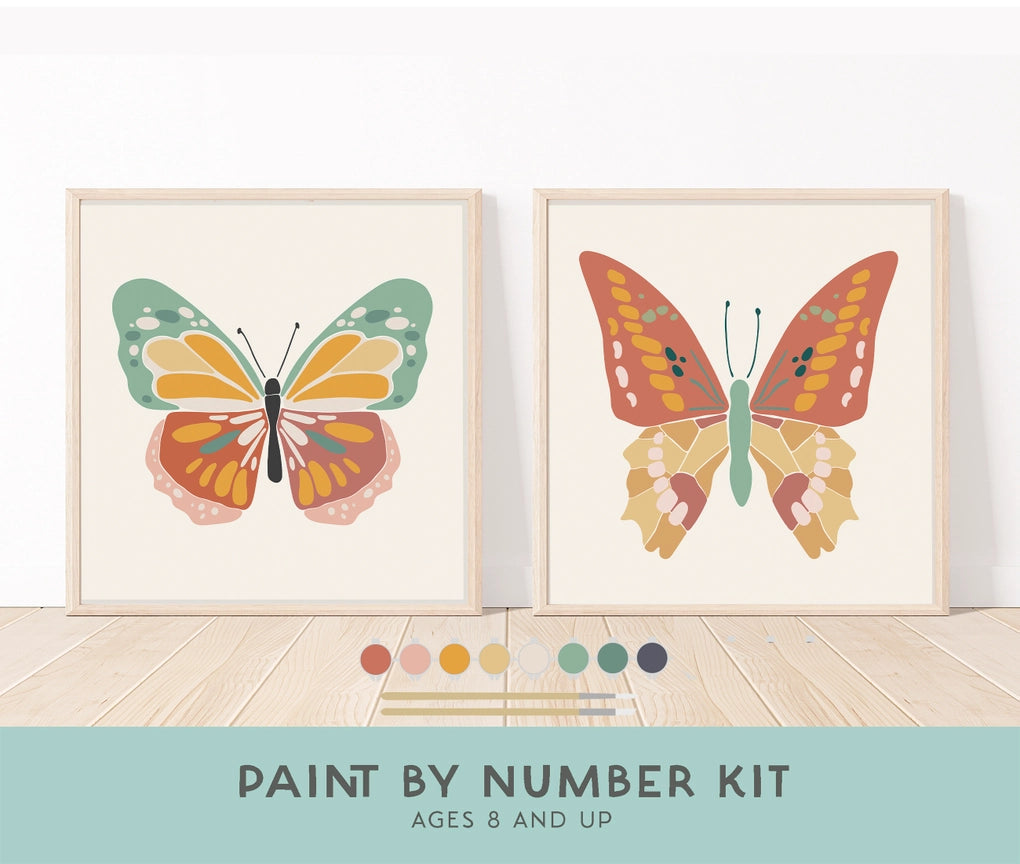 Butterflies Paint By Number Kit + Easel For Kids

