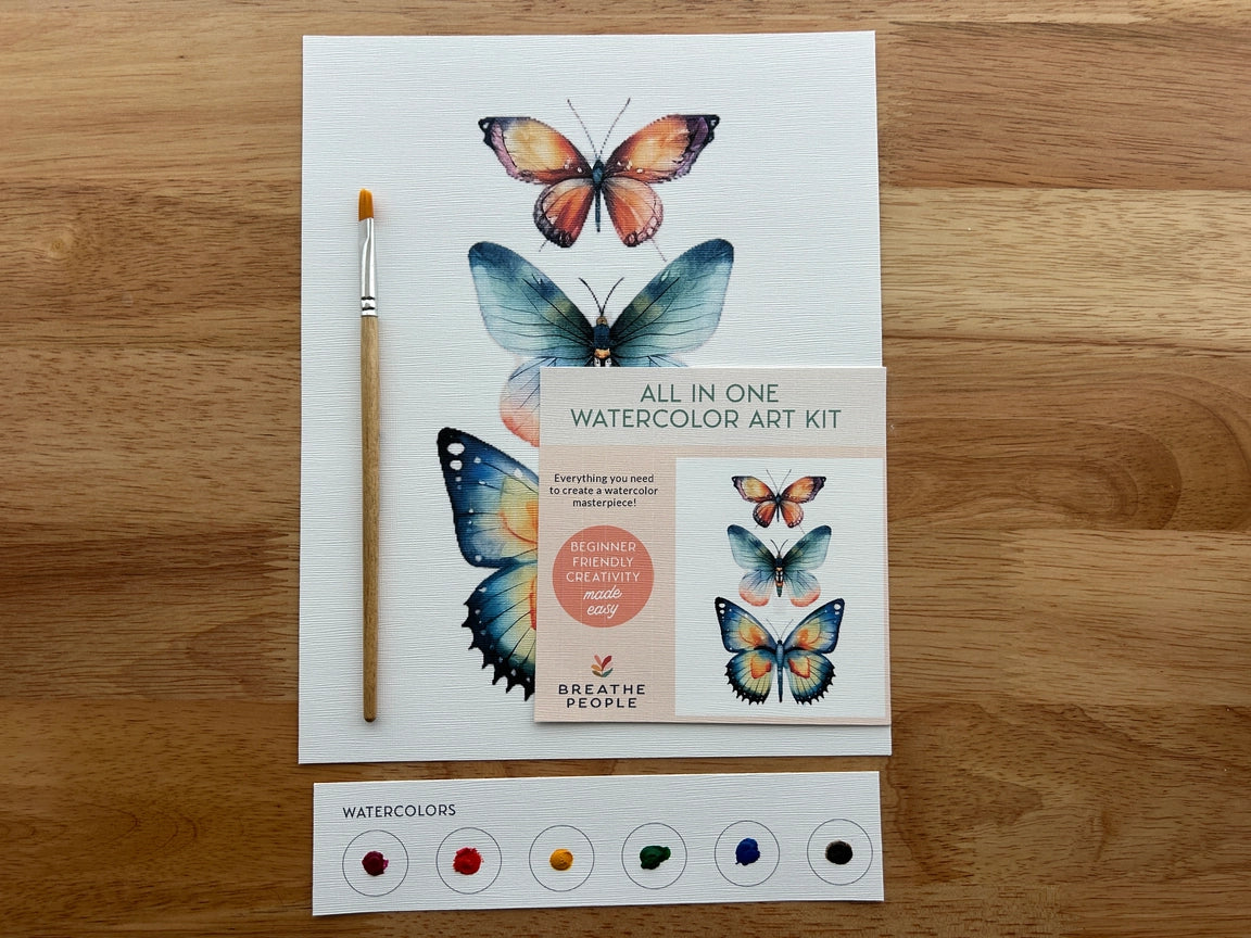 All-in-One Beginner Watercolor Kit - Butterflies by Breathe People