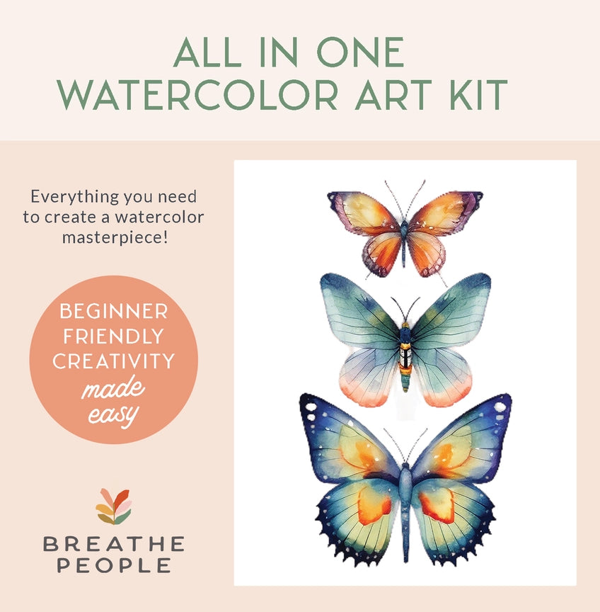 All-in-One Beginner Watercolor Kit - Butterflies by Breathe People