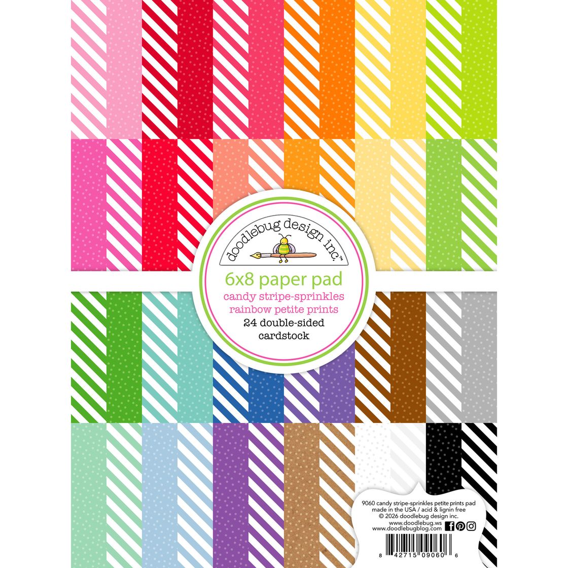 Candy Stripe - Sprinkles Double Sided 6 x8 Paper Pad  - Doodlebug Design
