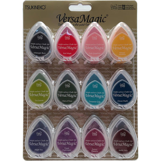 VersaMagic Dew Drop Multi-Surface Chalk Ink Pads 12 Assorted Colors