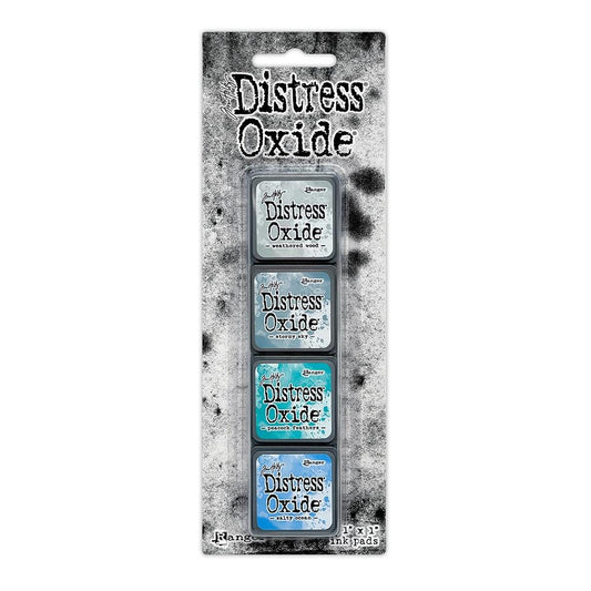 Distress  Oxide Mini Ink Pads Tim Holtz Ranger includes Weathered Wood, Stormy Sky, Peacock Feathers, Salty Ocean