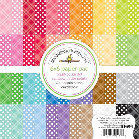 Doodlebug Petite Prints Plaid - Polka Dot Double Sided 6x6 Pattern Paper Pad