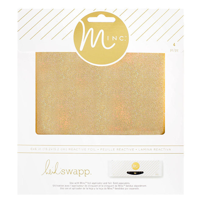 Minc 6x6 Glitter Sheets Reactive Foil - Gold - Heidi Swapp
