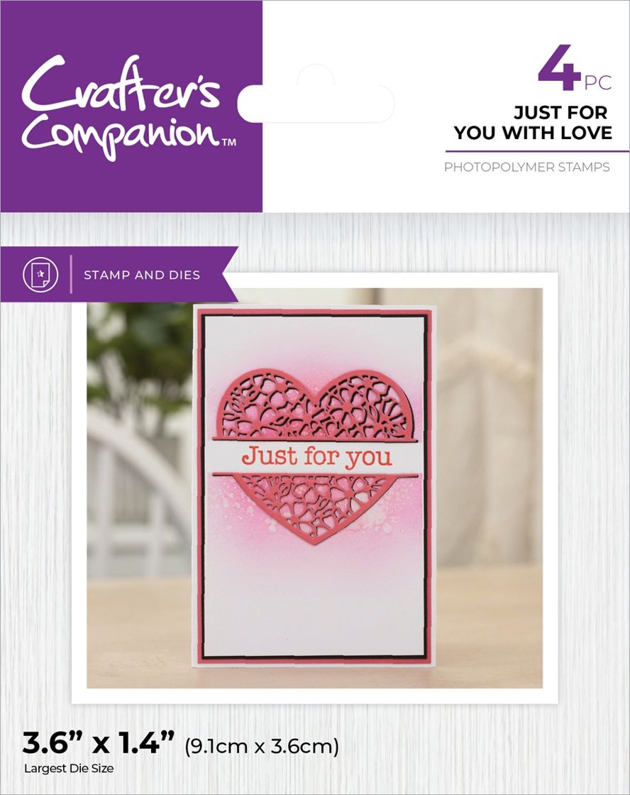 Just for you with love stamp and die set by Crafters Companion