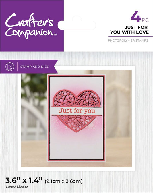 Just for you with love stamp and die set by Crafters Companion