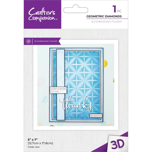 Geometric Diamonds 3D Embossing Folder 5x7 - Crafters Companion