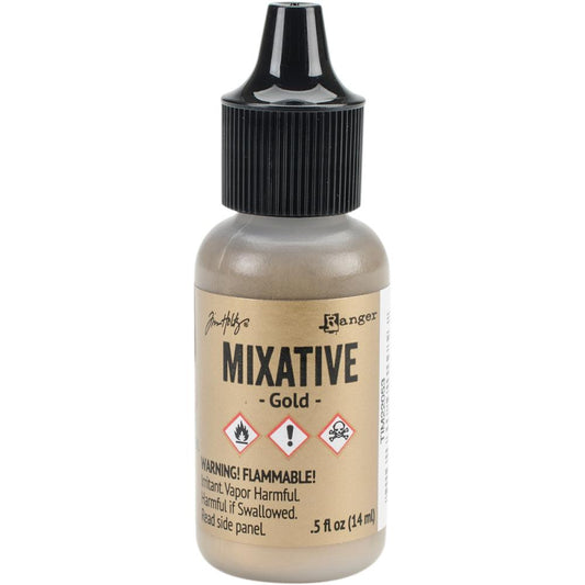 Tim Holtz Alcohol Ink Gold Metallic Mixative .5oz -Ranger