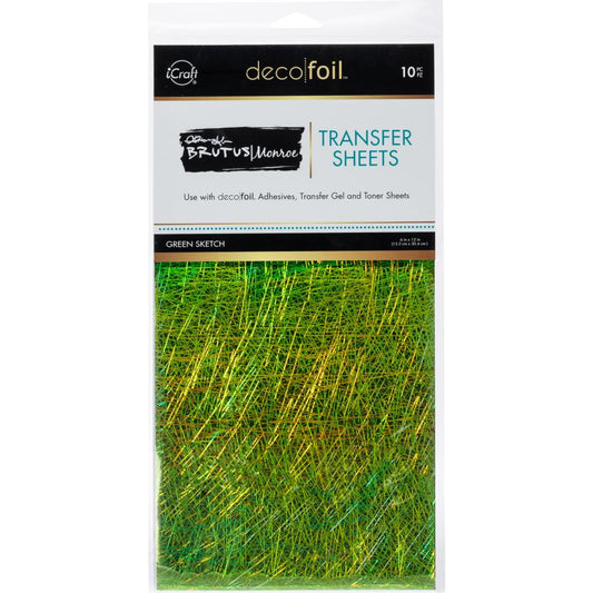 Brutus Monroe Deco Foil Green Sketch Foil Transfer Sheets 6x12