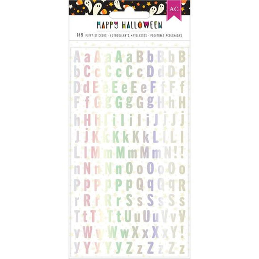Happy Halloween Puffy Alphabet Holographic Foil Stickers 6x8 - American Crafts