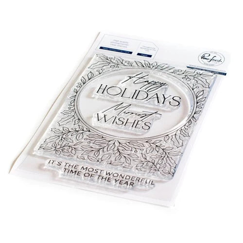 Happy Holidays Circle Frame Clear Stamp Set - Pinkfresh Studio