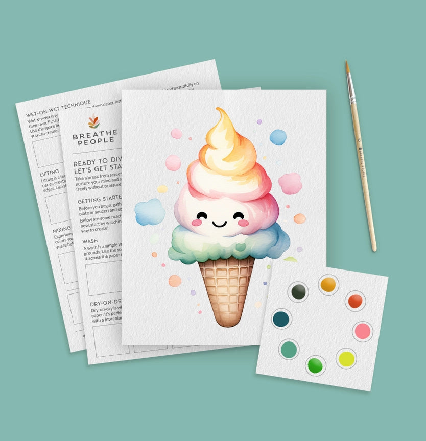 Kids' All-in-One Watercolor Kit – Happy Ice Cream


