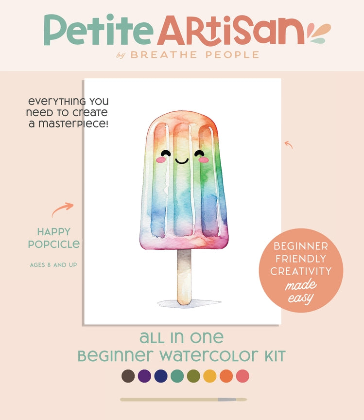 Kids' All-in-One Watercolor Kit - Happy Popsicle- by Breathe People