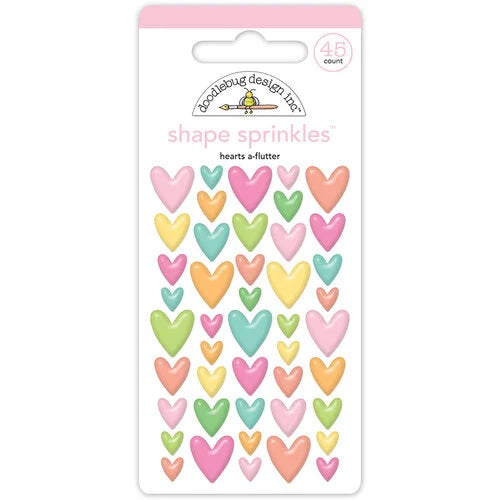 Doodlebug Sprinkles  Hearts A Flutter Glossy Enamel Shapes Butterfly Kisses