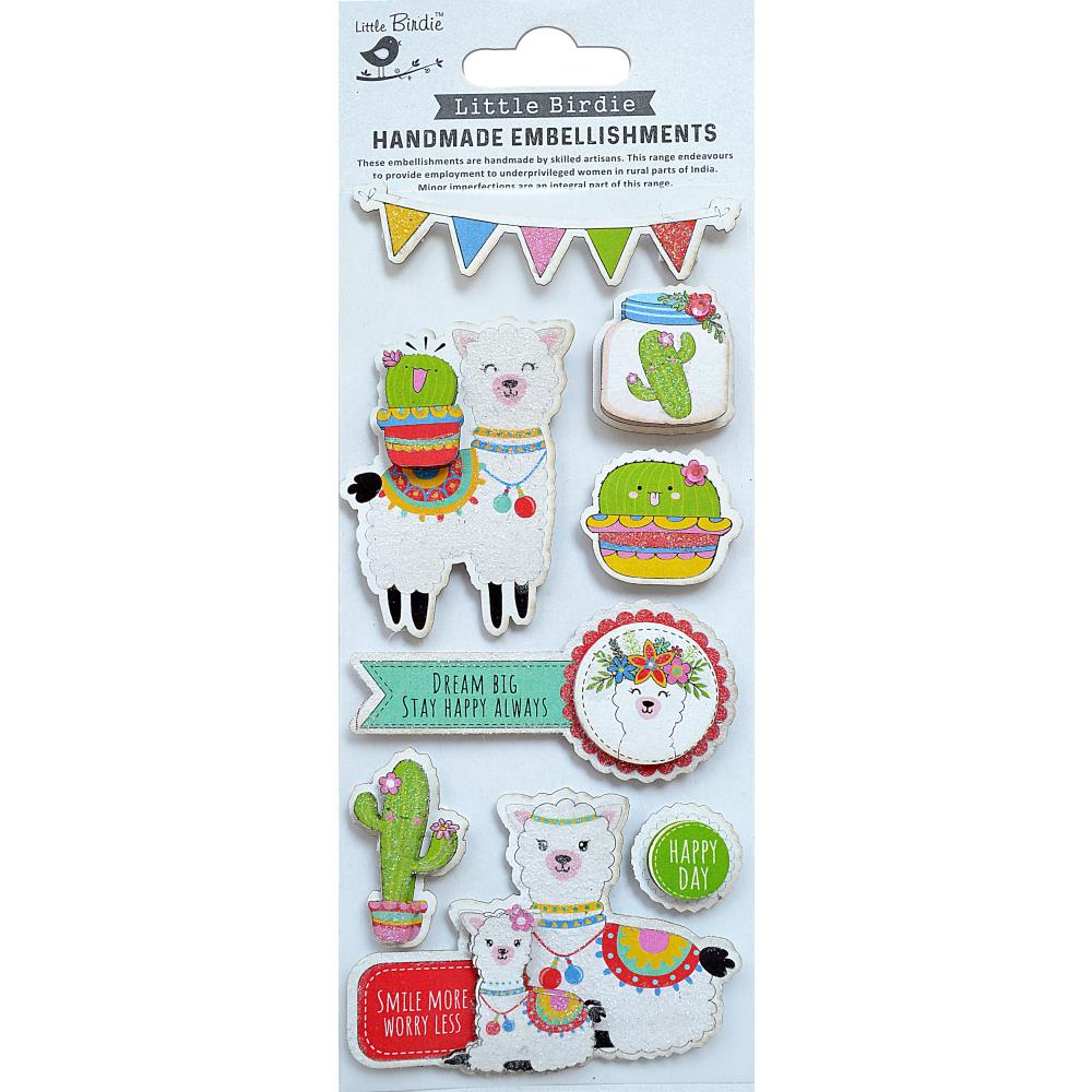 Little Birdie Happy Llama 3D Stickers