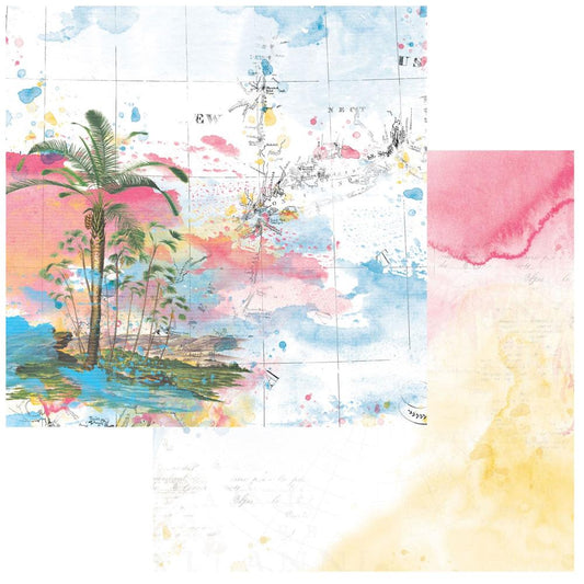 Vintage Artistry Lost Island - 49 and Market -12x12 Scrapbook Paper
