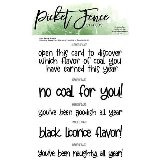 Naughty or Goodish Interactive Card Clear Stamps by Picket Fence Studios