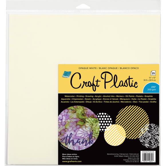 Grafix Opaque White .010 12x12 Craft Plastic Sheets 25/pkg