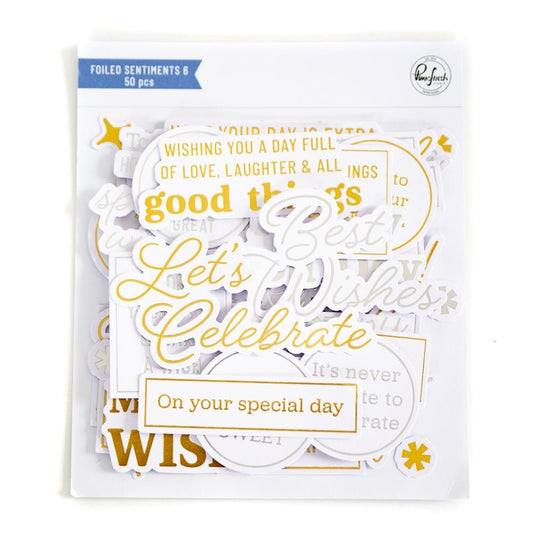 Foiled Ephemera Sentiments Pack 50 Pcs by Pinkfresh Studio