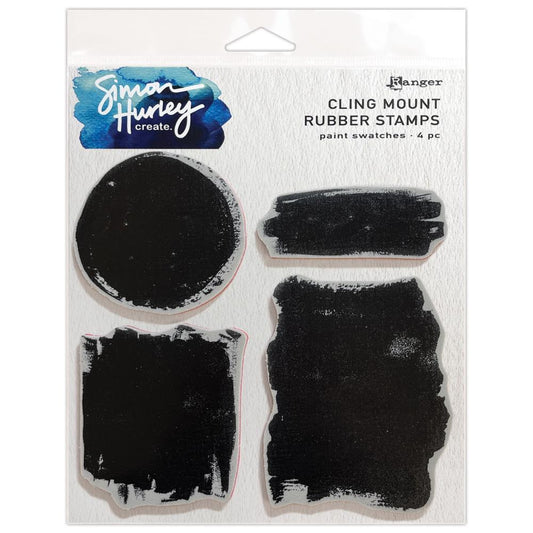 Simon Hurley Create - Paint Swatches - Background Cling 4 Piece Stamp Set