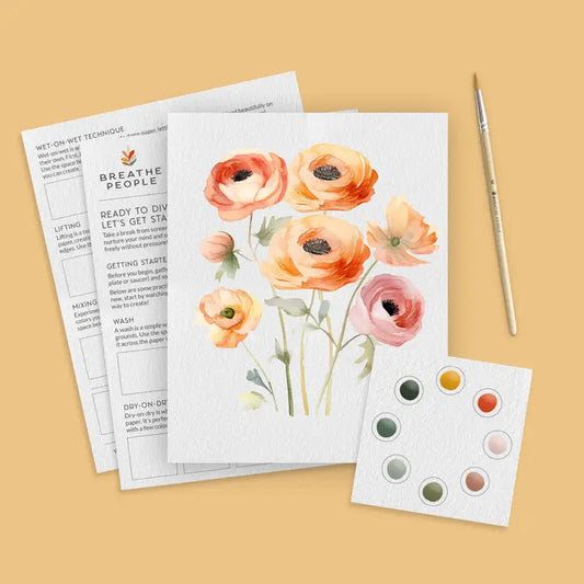All-in-One Watercolor Kit - Ranunculus Blooms by Breathe People