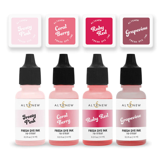 Altenew - Red Cosmos Fresh Dye Ink 4 Mini Cubes and Reinker Bundle