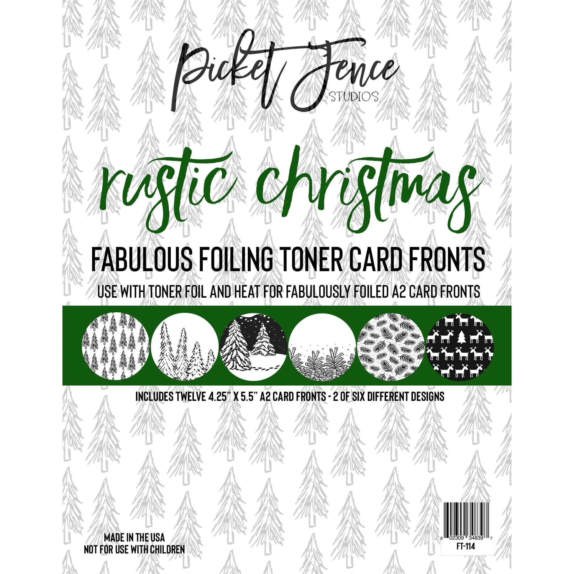 Rustic Christmas Foiling Toner Card Fronts Cardstock - Picket Fence Studios