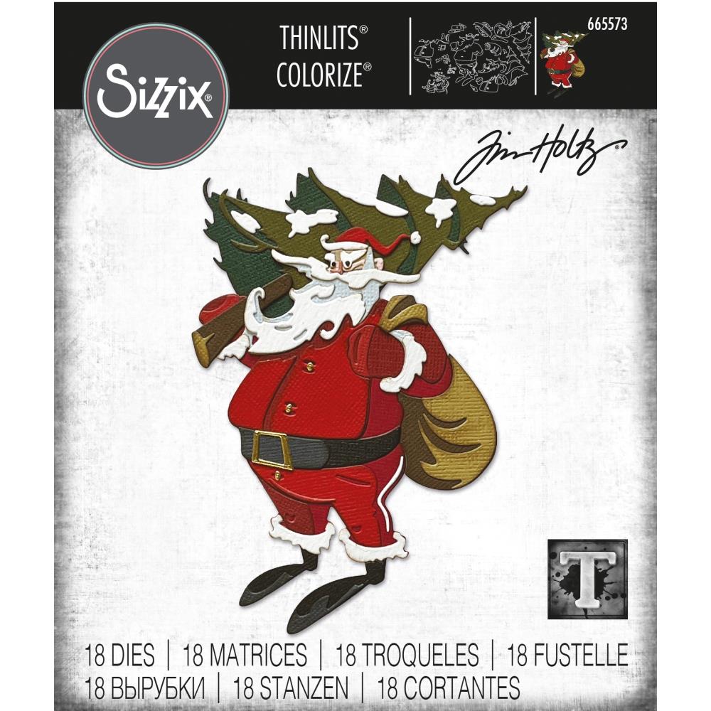 Tim Holtz Woodland Santa Colorize Christmas Thinlits Dies Set - Sizzix