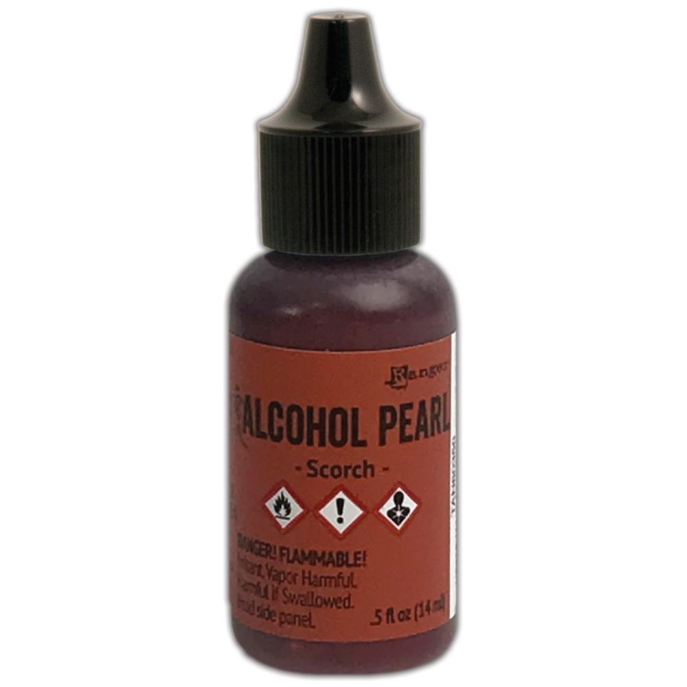 Scorch Orange Alcohol Ink Pearls Tim Holtz Ranger .5 ounce bottle