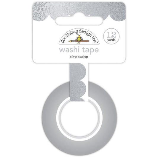 Doodlebug Silver Scallop Hello Again Washi Tape