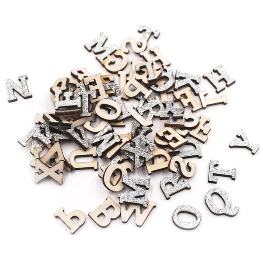 Silver Glitter Wooden Alphabet Letters