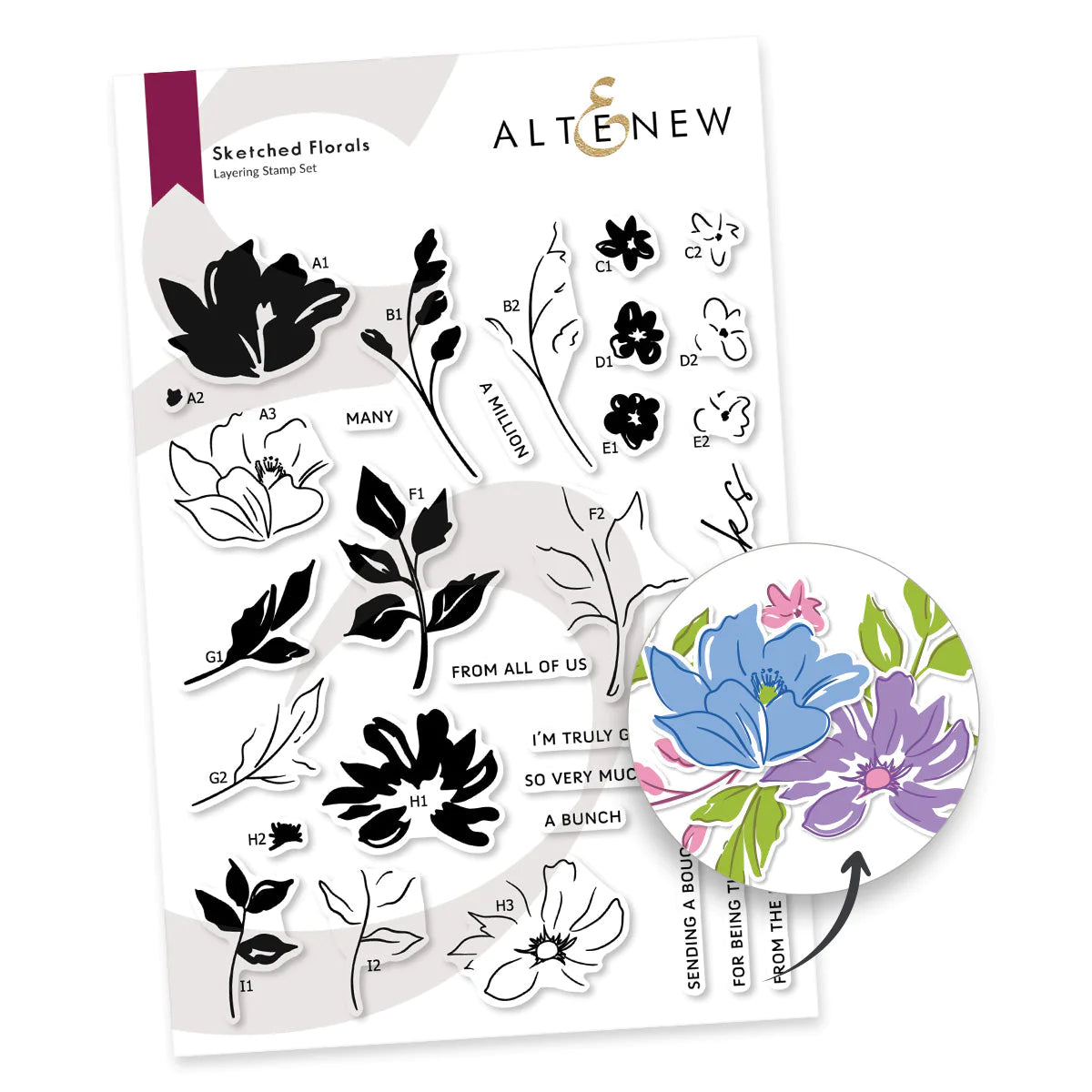 Altenew - Sketched Florals Stamp and Die Set Bundle