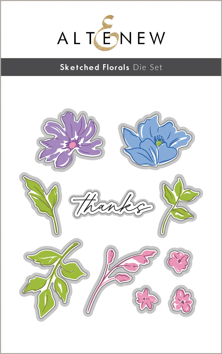 Altenew - Sketched Florals Stamp and Die Set Bundle