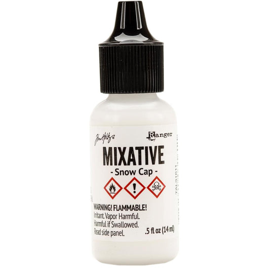 Tim Holtz Alcohol Ink Snow Cap White Metallic Mixative .5oz -Ranger
