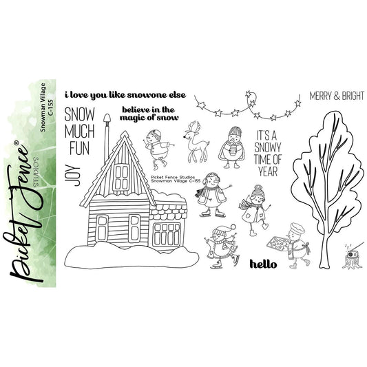 Snowman Village Clear Stamps by Picket Fence Studios