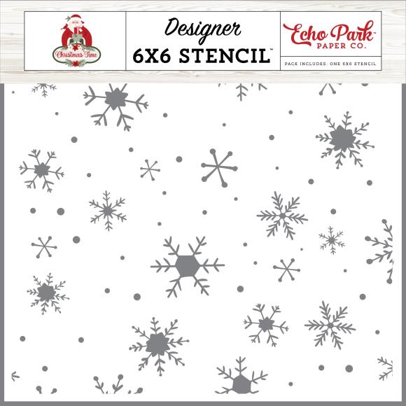 Snowy Night Snowflakes Stencil Mask 6x6 - Echo Park
