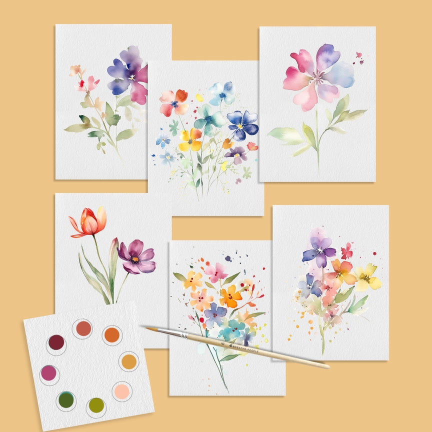 All in One Watercolor Prints/ Postcards : Spring Flowers

